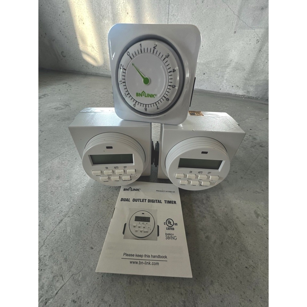 SET OF 2 BN-LINK 7 DAY HEAVY-DUTY DIGITAL PROGRAMMABLE TIMERS Plus Extra 1